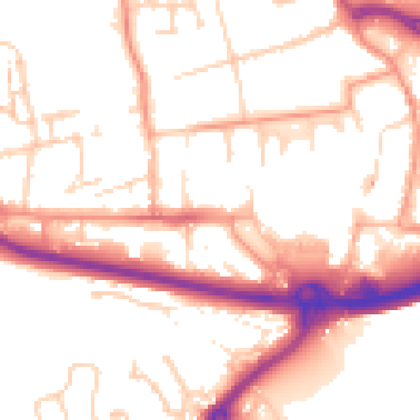 Daytime road noise heatmap for PO16 0DU