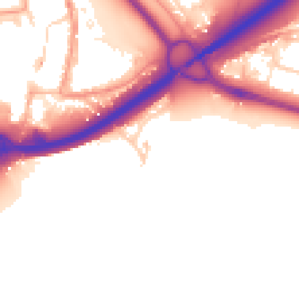 Daytime road noise heatmap for PO16 0DW