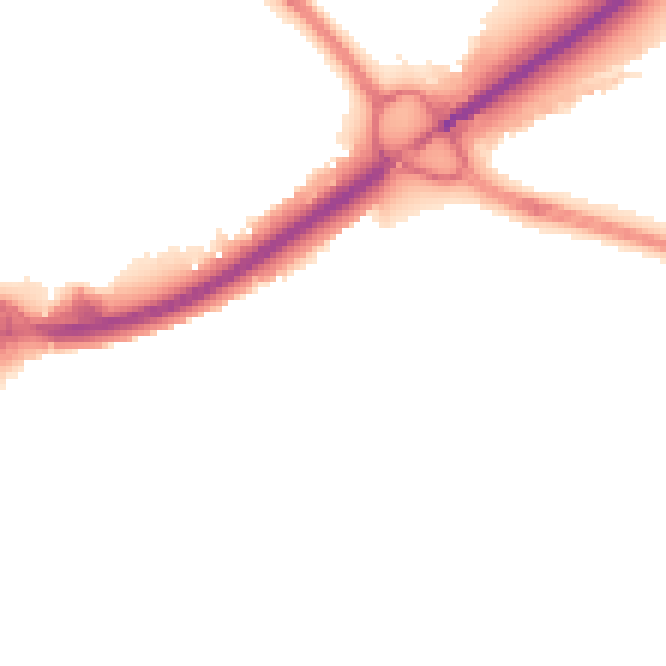 Night-time road noise heatmap for PO16 0DW