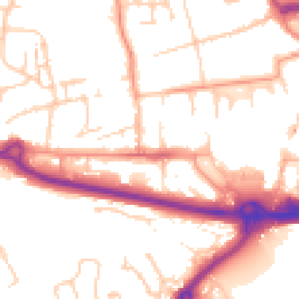 Daytime road noise heatmap for PO16 0DZ