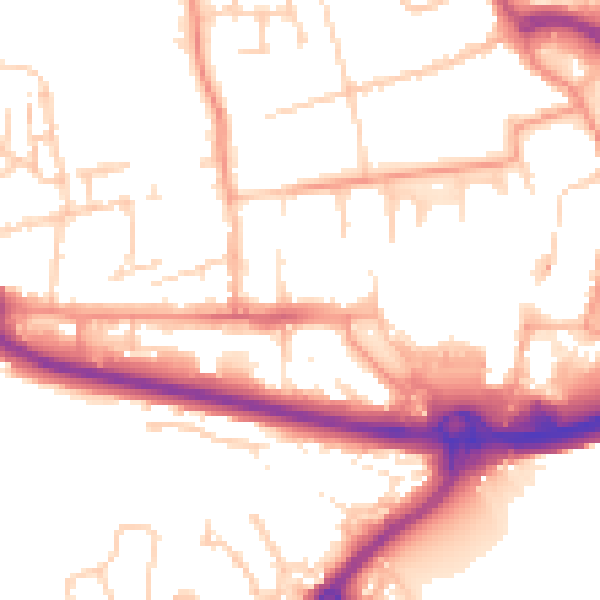 Daytime road noise heatmap for PO16 0EA