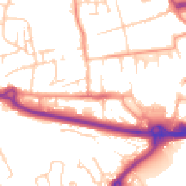 Daytime road noise heatmap for PO16 0ED