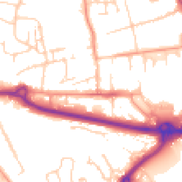 Daytime road noise heatmap for PO16 0EF