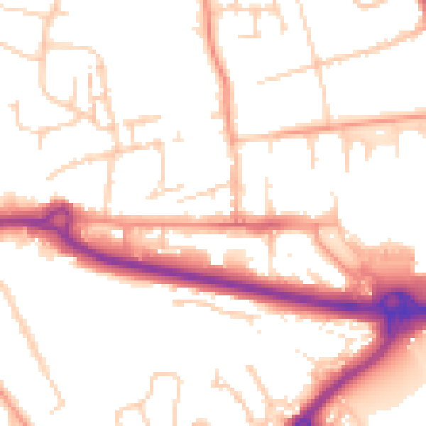 Daytime road noise heatmap for PO16 0EG