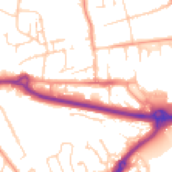 Daytime road noise heatmap for PO16 0EH