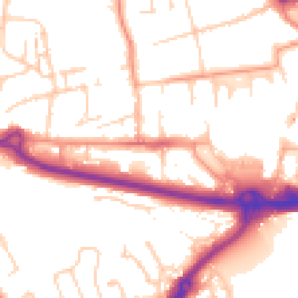 Daytime road noise heatmap for PO16 0EL