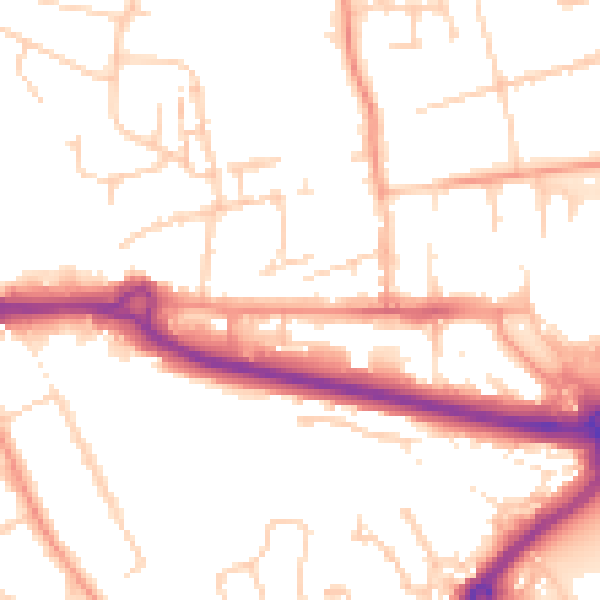 Daytime road noise heatmap for PO16 0EN