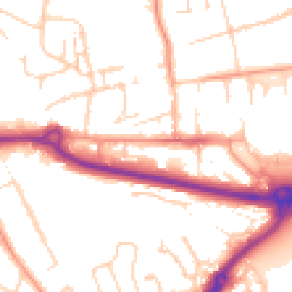 Daytime road noise heatmap for PO16 0EQ