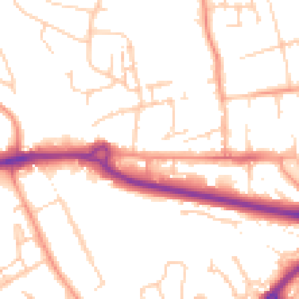 Daytime road noise heatmap for PO16 0ET
