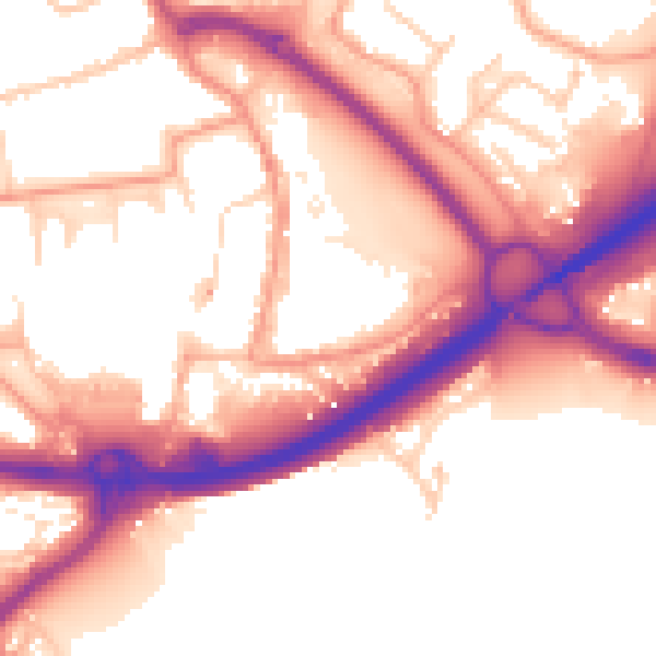 Daytime road noise heatmap for PO16 0FA