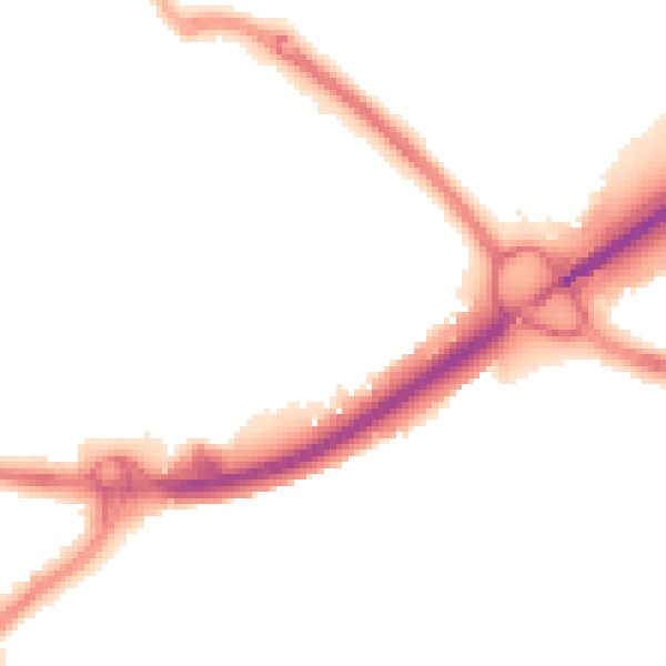 Night-time road noise heatmap for PO16 0FA