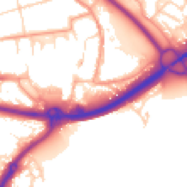 Daytime road noise heatmap for PO16 0FB