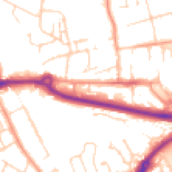 Daytime road noise heatmap for PO16 0HF
