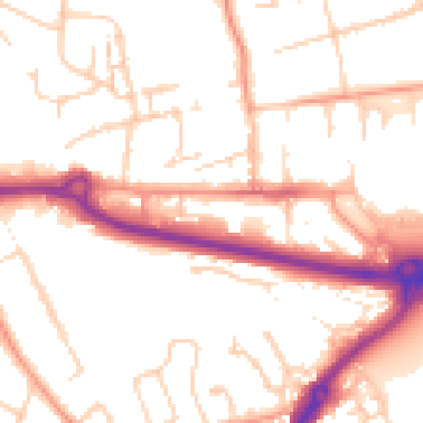Daytime road noise heatmap for PO16 0HG
