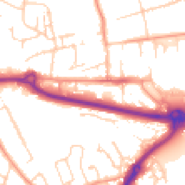 Daytime road noise heatmap for PO16 0HL