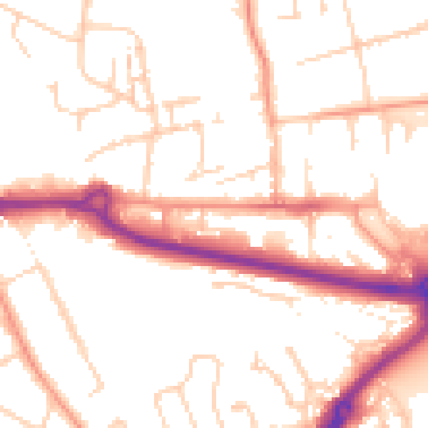 Daytime road noise heatmap for PO16 0HP