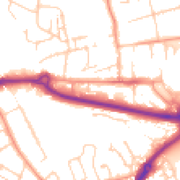 Daytime road noise heatmap for PO16 0HW