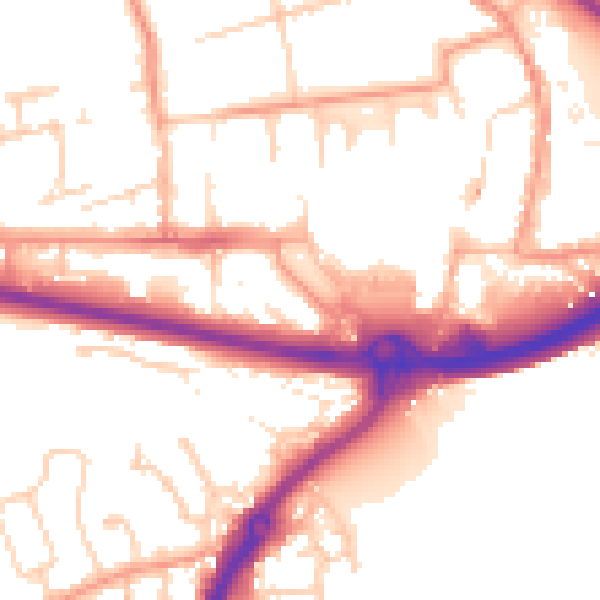 Daytime road noise heatmap for PO16 0NJ