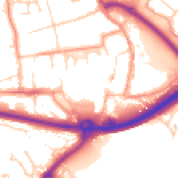 Daytime road noise heatmap for PO16 0PA