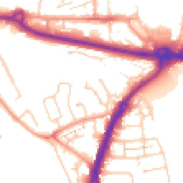 Daytime road noise heatmap for PO16 0PS