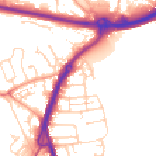 Daytime road noise heatmap for PO16 0RD