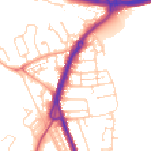 Daytime road noise heatmap for PO16 0RU