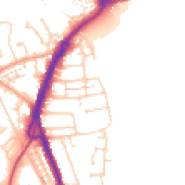 Daytime road noise heatmap for PO16 0SB