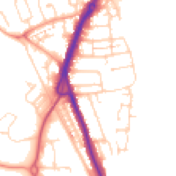 Daytime road noise heatmap for PO16 0SH