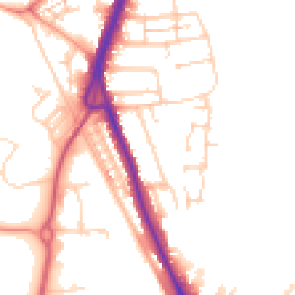 Daytime road noise heatmap for PO16 0SN