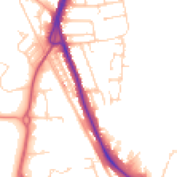 Daytime road noise heatmap for PO16 0SP