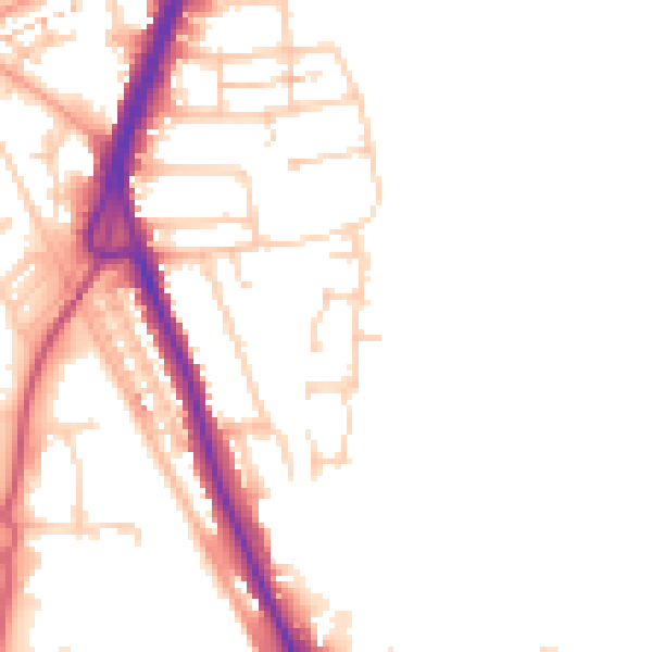 Daytime road noise heatmap for PO16 0TD
