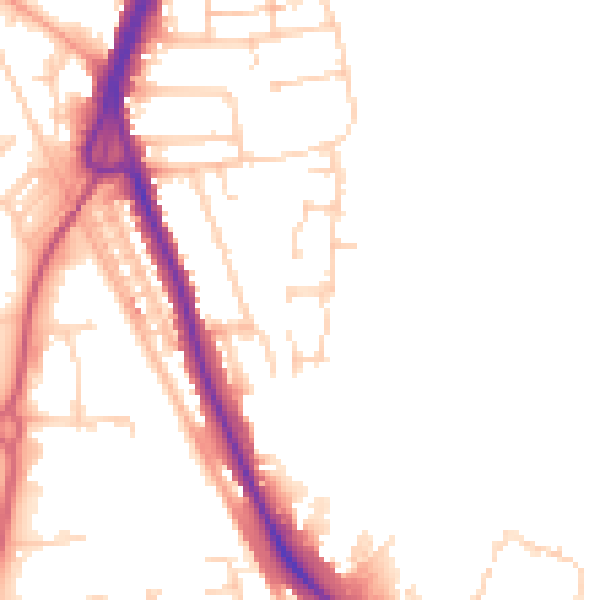 Daytime road noise heatmap for PO16 0TQ