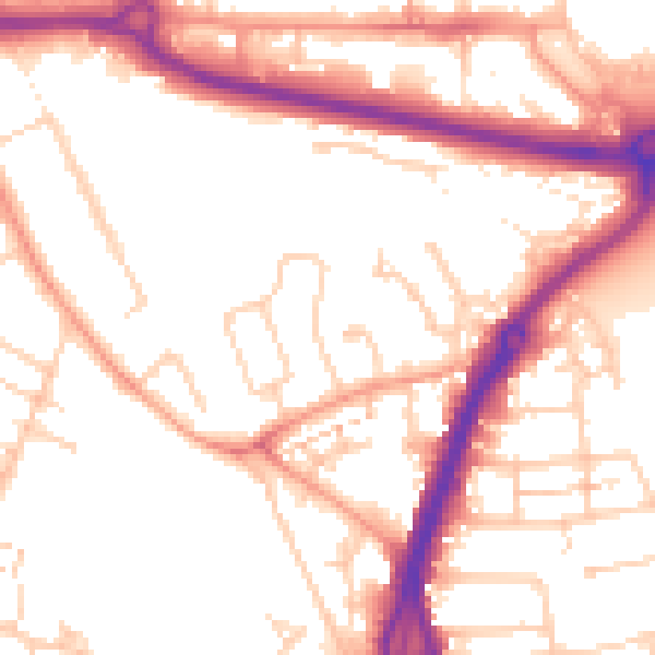 Daytime road noise heatmap for PO16 0TR