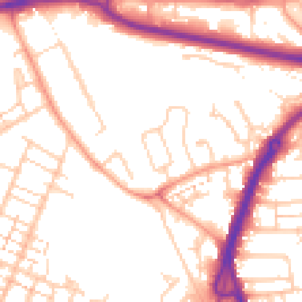 Daytime road noise heatmap for PO16 0TU