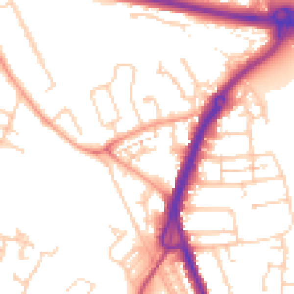 Daytime road noise heatmap for PO16 0UB