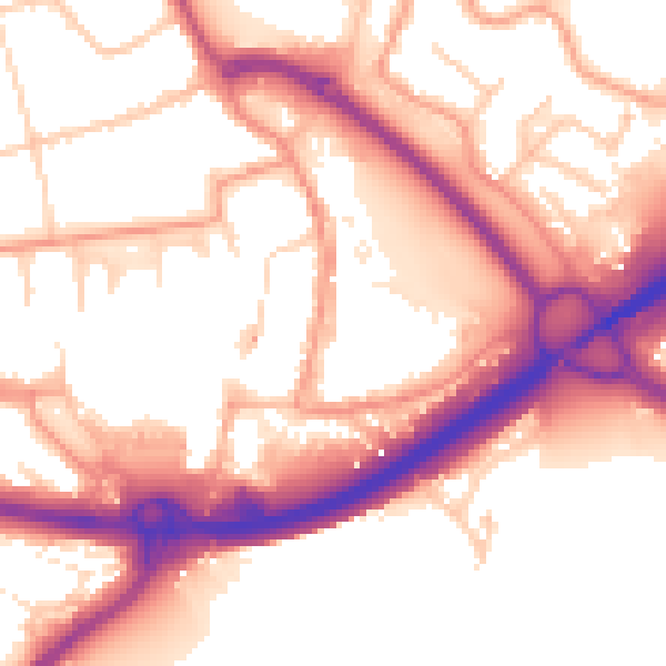 Daytime road noise heatmap for PO16 7BB