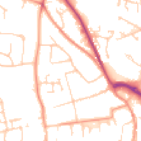 Daytime road noise heatmap for PO16 7EG