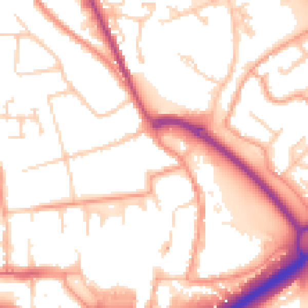 Daytime road noise heatmap for PO16 7EX