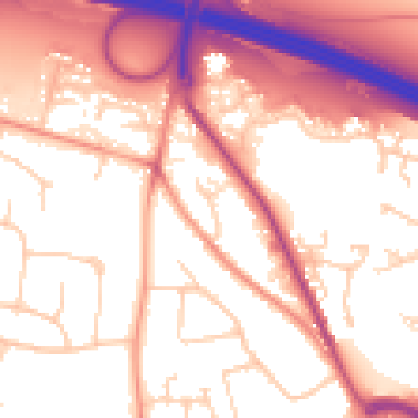 Daytime road noise heatmap for PO16 7HD