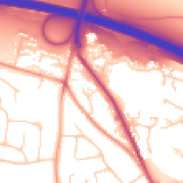 Daytime road noise heatmap for PO16 7HE