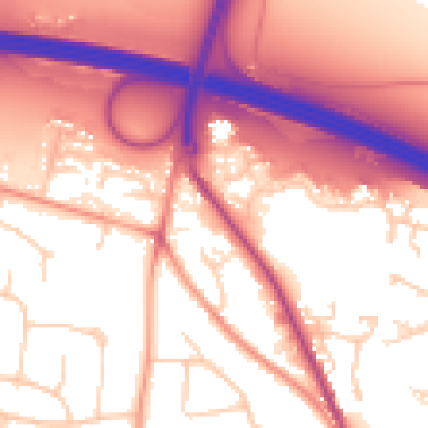 Daytime road noise heatmap for PO16 7HY