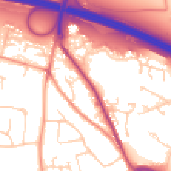 Daytime road noise heatmap for PO16 7JA