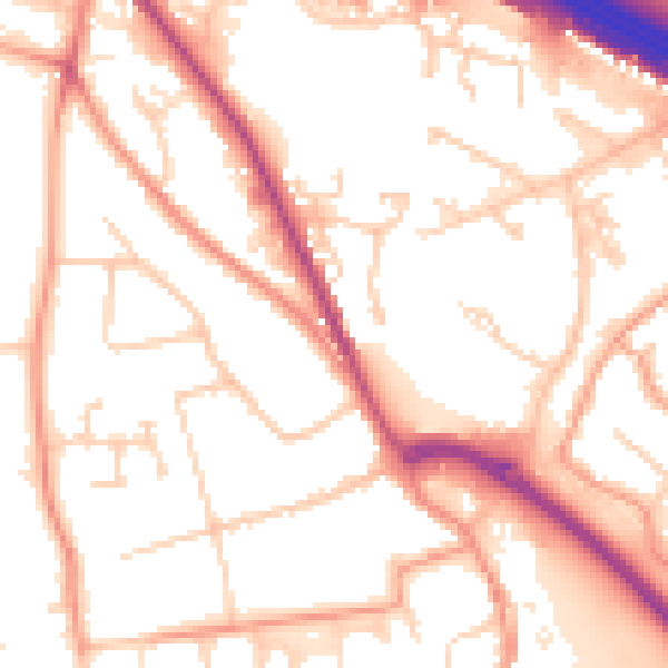 Daytime road noise heatmap for PO16 7JF
