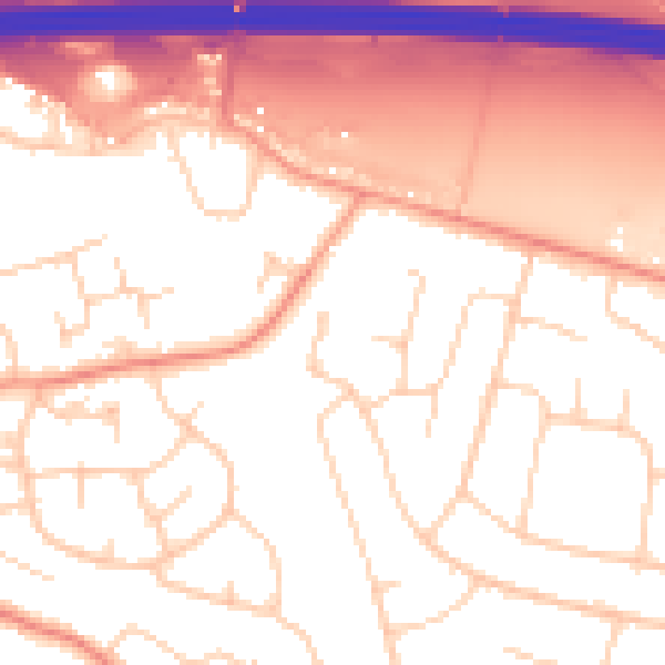 Daytime road noise heatmap for PO16 7NB