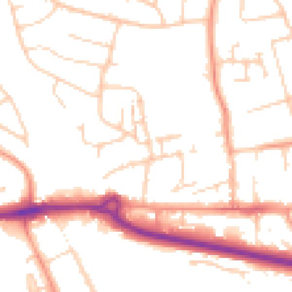 Daytime road noise heatmap for PO16 7ND
