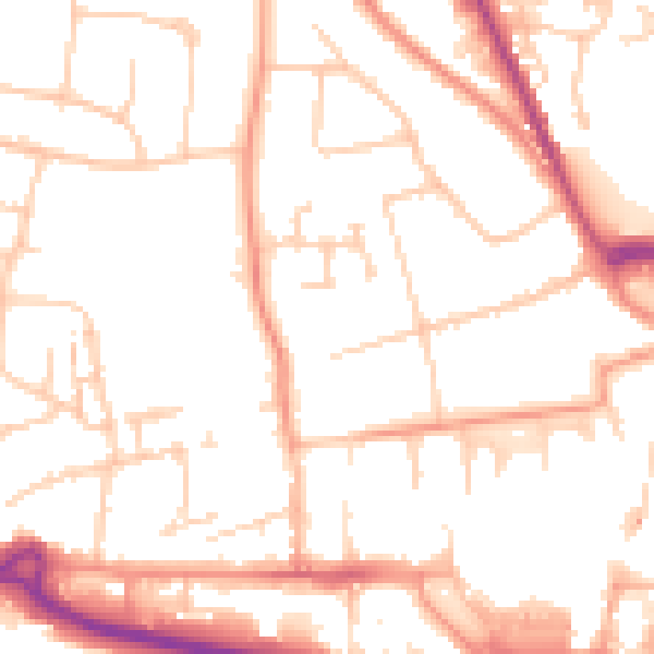 Daytime road noise heatmap for PO16 7NE