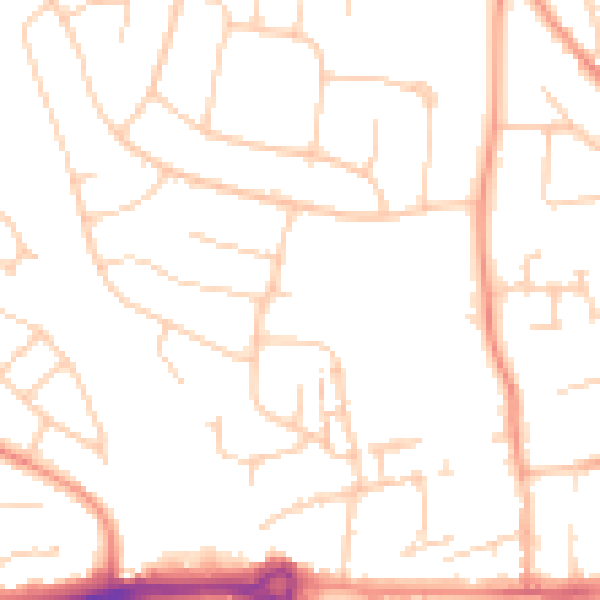 Daytime road noise heatmap for PO16 7NT