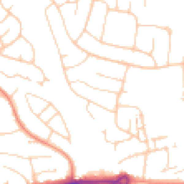 Daytime road noise heatmap for PO16 7PW