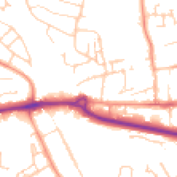 Daytime road noise heatmap for PO16 7TD
