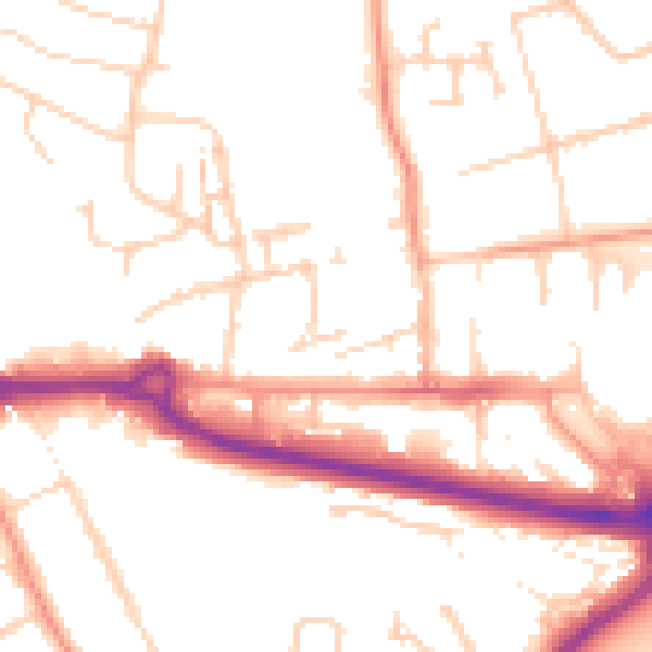Daytime road noise heatmap for PO16 7TJ